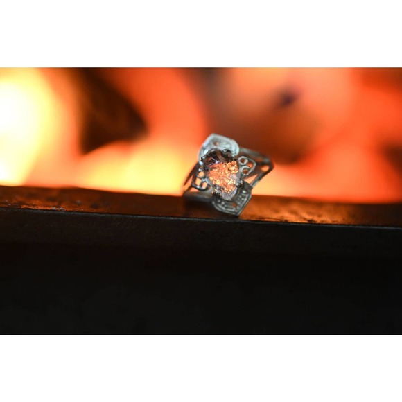 Art Deco Engagement Ring Raw Diamond Ring Sterling Silver Engagement Rin… - Picture 6 of 7